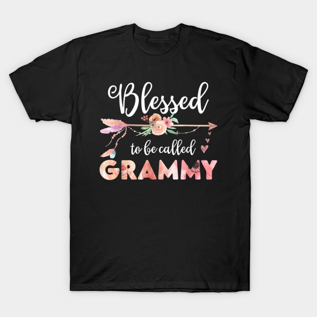 Womens Blessed Grammy Floral Grandma Mothers Day Gift T-Shirt by sousougaricas